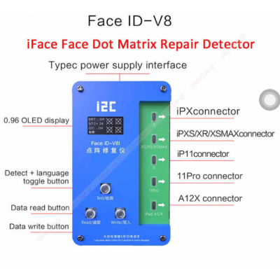 Foriphone X-11 pro max 12 mini Face ID Dot-matrix Repair i2C V8 Programmer Fix Face ID failure "Move Higher or Lower" Problem